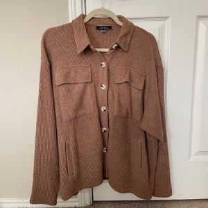 Blue Blush Ribbed Knit Shacket